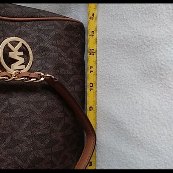 Michael Kors Women's Signature PVC Susannah Brown Large Tote Satchel - Picture 9 of 13